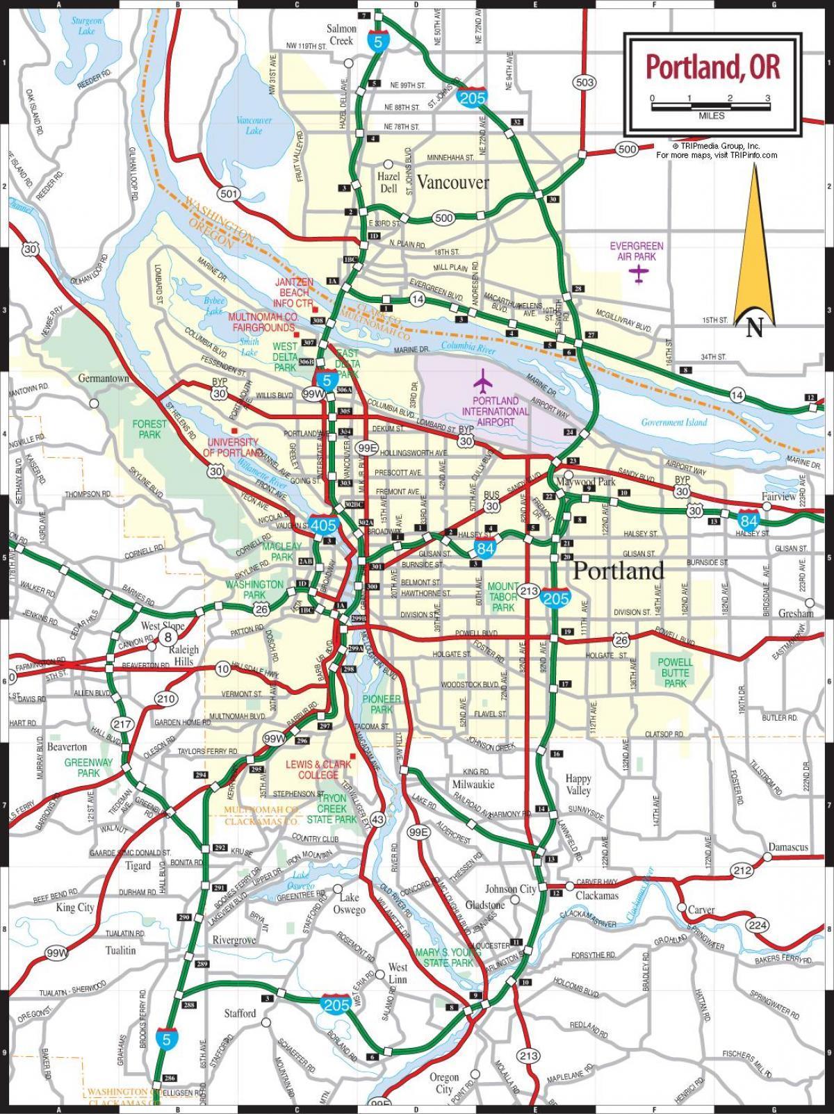 peta yang hebat jalan Portland