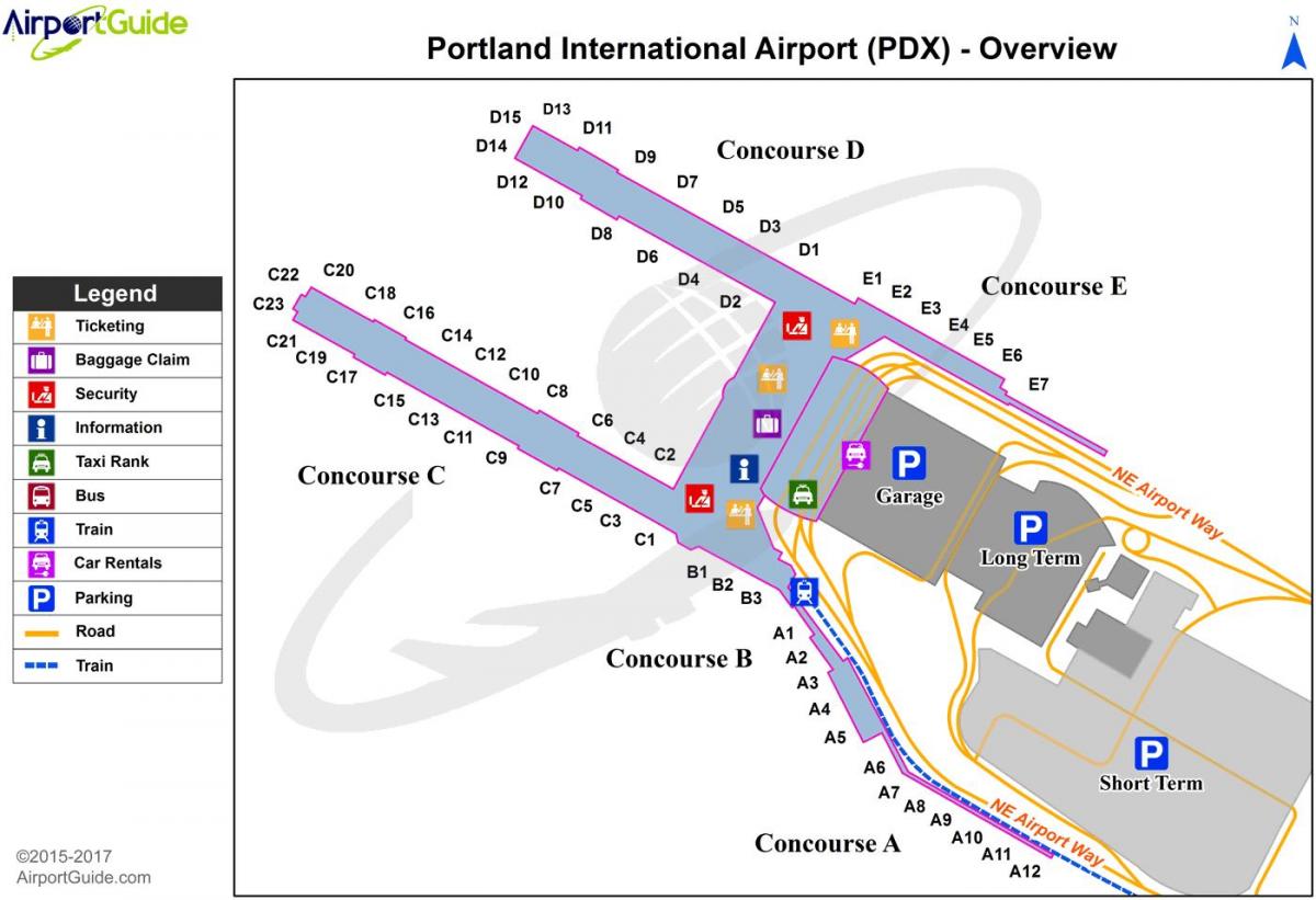 Portland Oregon terbang peta