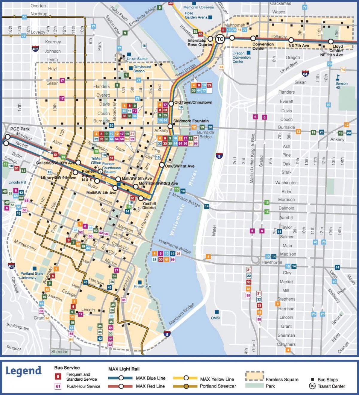 Portland Oregon awam peta transit