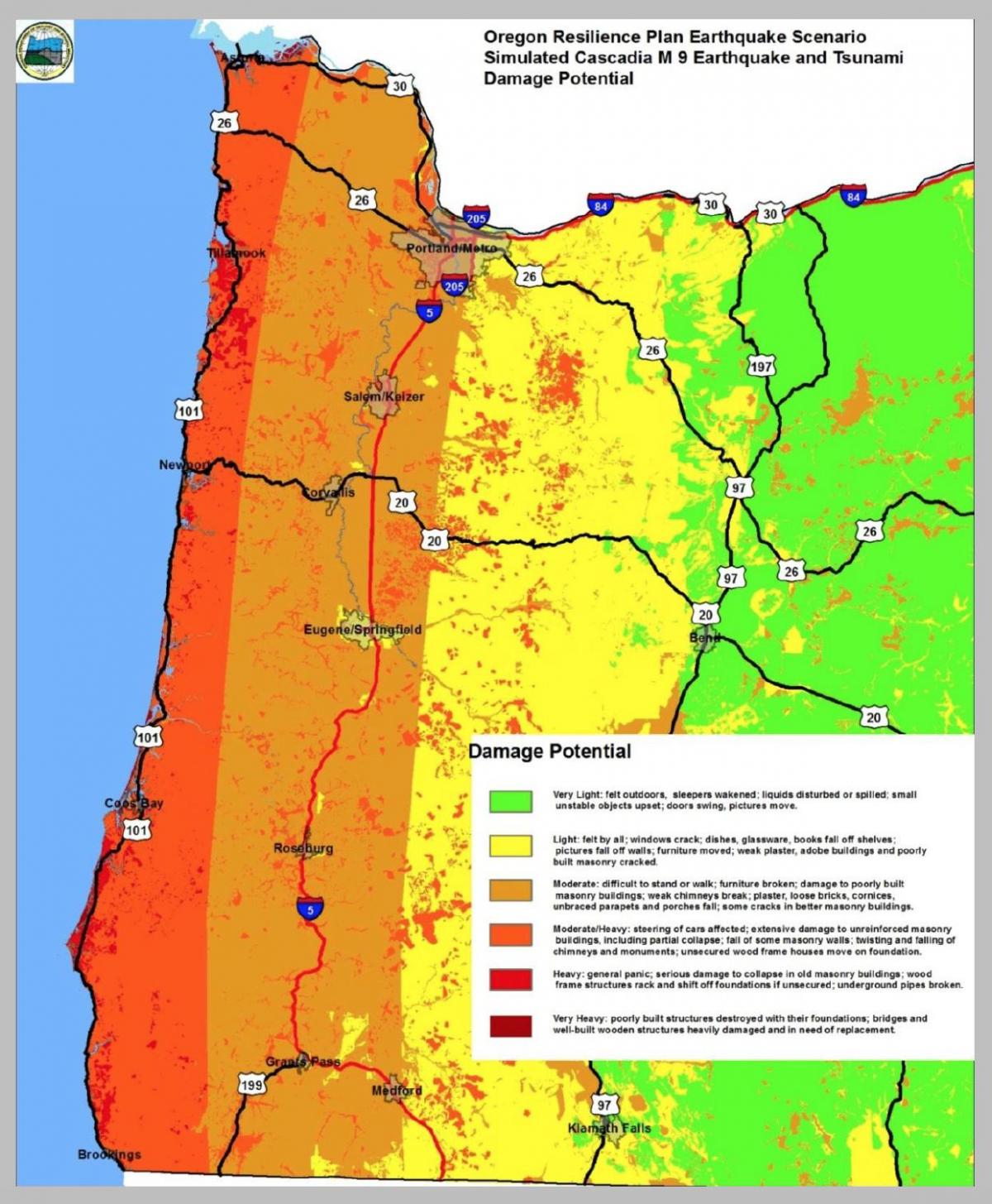 gempa bumi peta Portland Oregon
