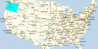 Portland Oregon di peta daripada AMERIKA syarikat